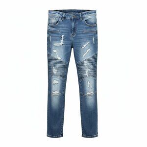 Distressed Moto Skinny Jeans